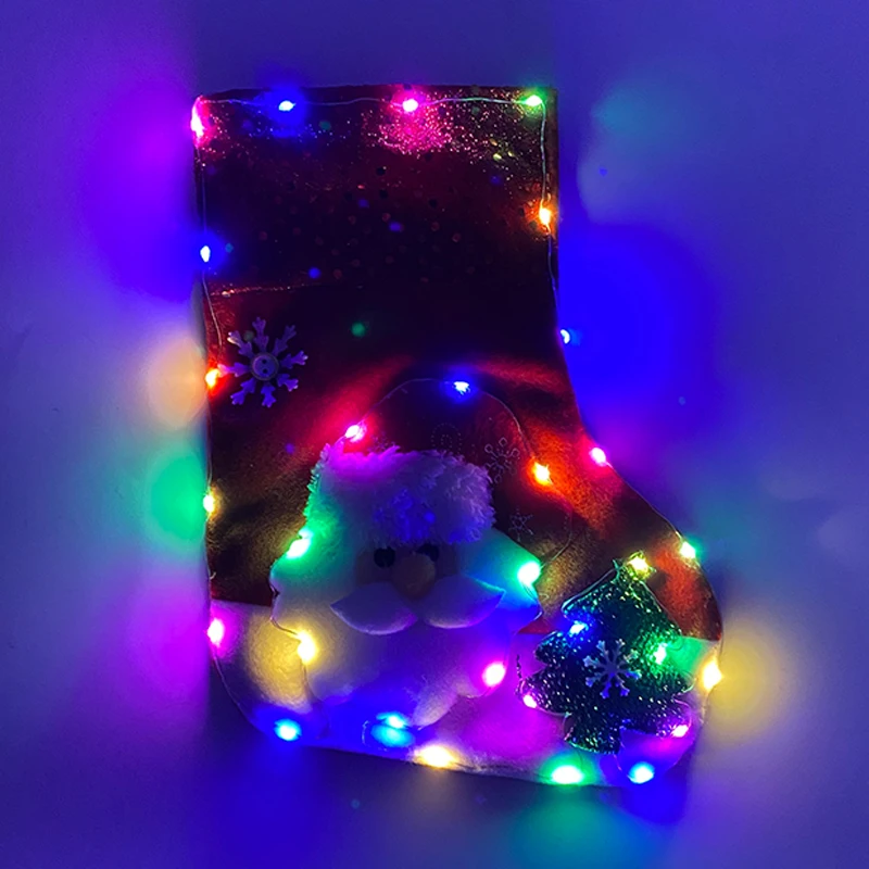 Medias LED de Navidad para baile, baile de Navidad, mascarada, fiesta de vacaciones, decoración de disfraces, Festival brillante, Santa Claus, calcetines rojos