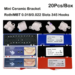 1Set/20Pcs 3M Type Dental Orthodontic Ceramic Bracket Clear White Braces Mini Roth MBT 0.018 0.022 Slots 345 Hooks Mesh Base