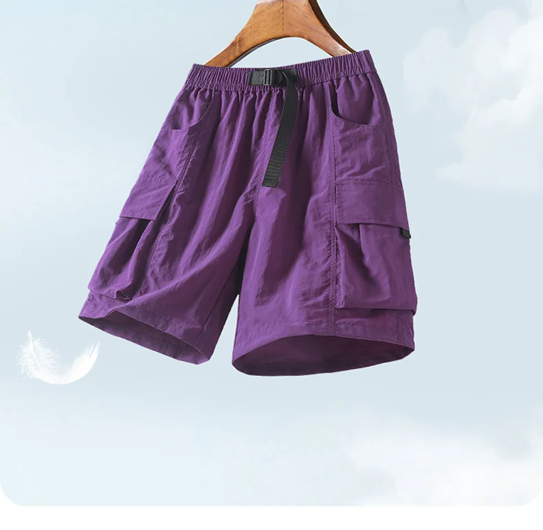 Skateboard-Shorts für Damen, Sommer, lässig, lockere Shorts mit Gürtel, Herren, große Tasche, Cargo-Shorts, atmungsaktiv, Bermuda, gerade Shorts – Detail 5