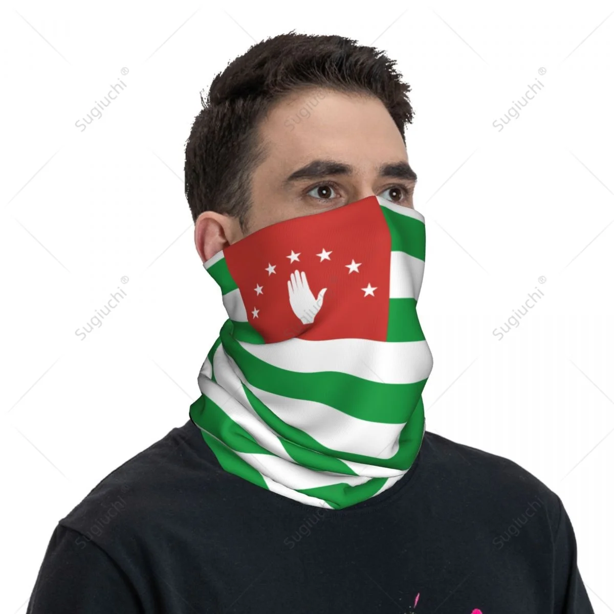 Unisex Republic Of Abkhazia Flag Neckerchief Scarf Neck Face Mask Scarves Neck Warmer Seamless Bandana Headwear Cycling Hiking