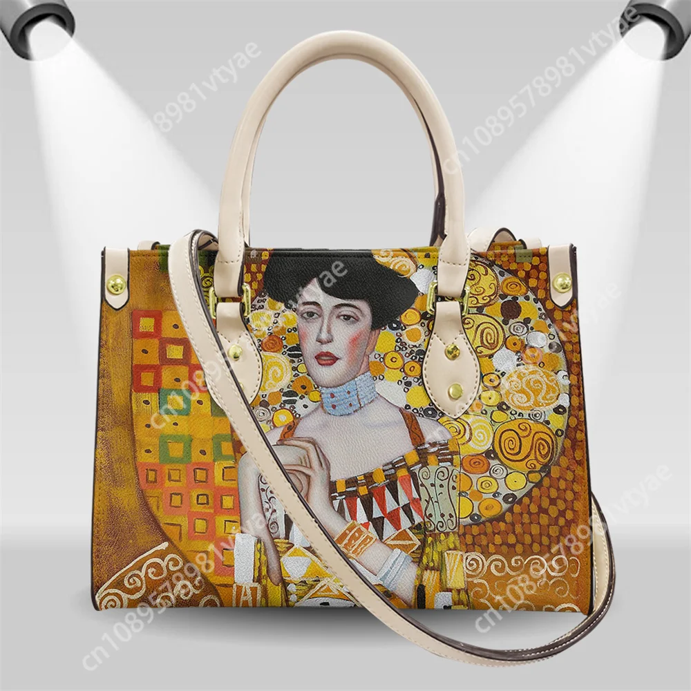 

Oil Painting Kiss/Waterlily Designer Handbags Gustav Klimt/Monet Women's Leather Shoulder Bags Daily Casual Crossbody Bag Bolso