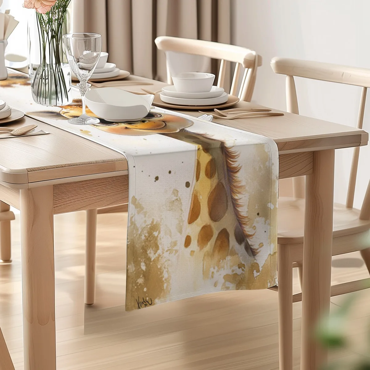 print table runner Sunflower Summer Hedgehog Print Tablecloth for Festivities,Weddings,Banquets,Home Decor Gifts Decorations