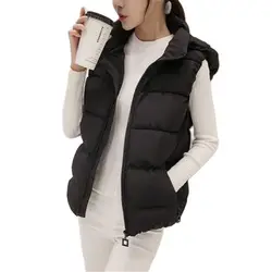 Women's Hooded Thick Down Sleeveless Jackets Warm Cotton Parkas Female Waistcoat Autumn and Winter Vests Hot Sale