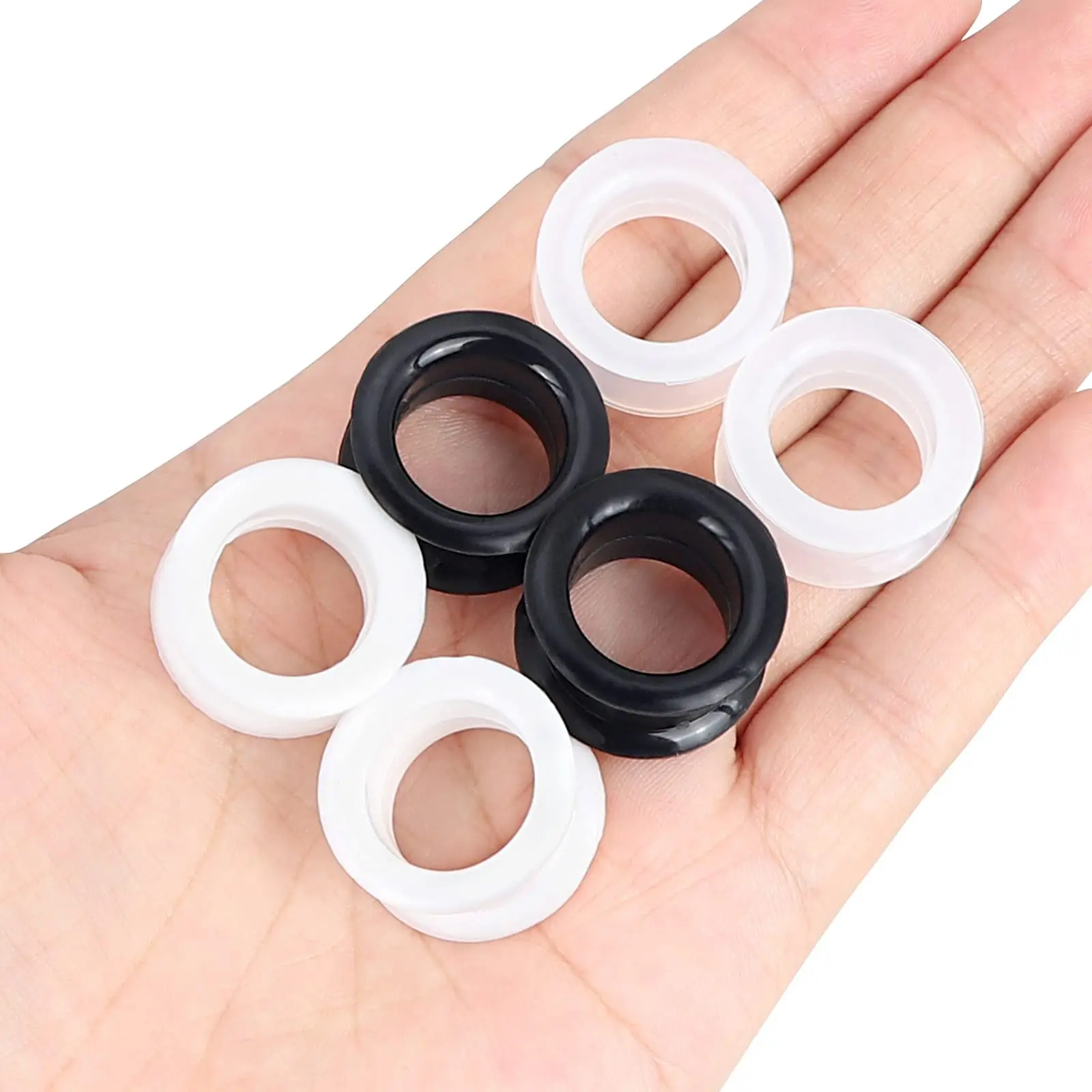 2PCS-6PCS Black Clear White Thick Silicone Tunnels Flexible Ear Skin Hollow Gauges for Ear Piercing 3-24mm