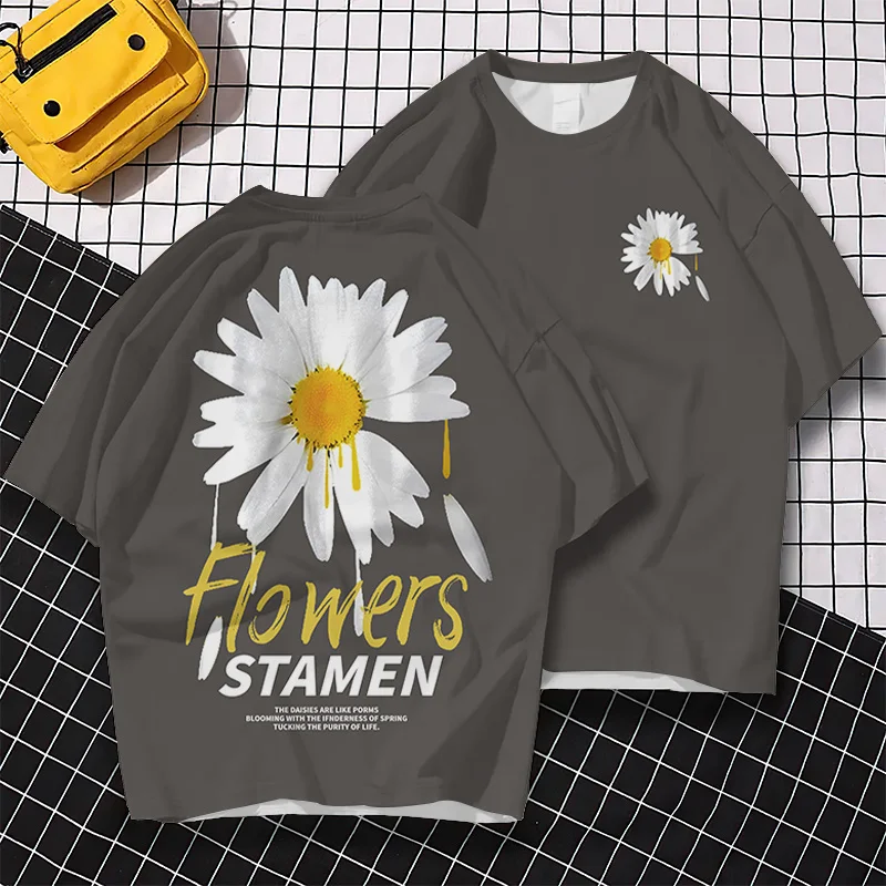 3d Daisy Print Men's T-Shirt New Trend Short Sleeve T-Shirt For Men Summer Casual Tees Oversized Street Hip-Hop Man Clothes Tops image 4