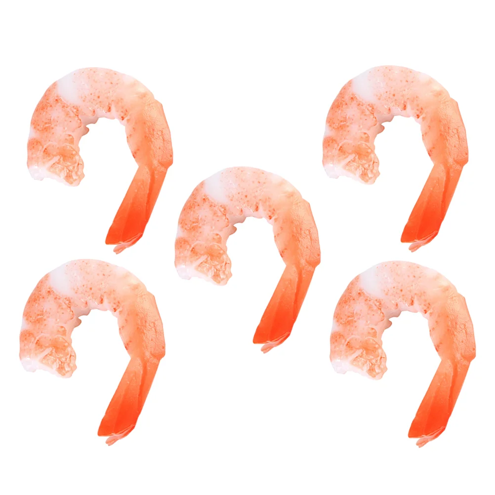 

5 Pcs Imitation Shrimp Realistic Fake Food Model Props Simulated Simulation Seafood Mother