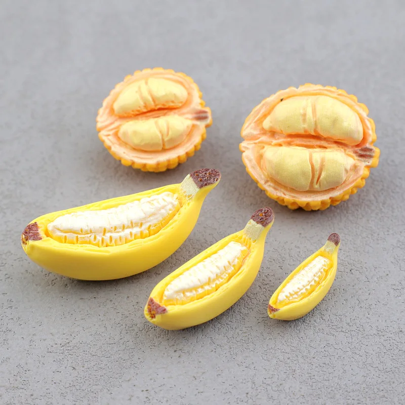 New Simulated Banana Resin Cabochon Crafts for DIY Jewelry Making 10pcs Fake Durian Wholesale 3D Fruit Decoration Accessory