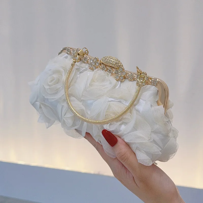 Chiffon flower dinner champagne women's cheongsam dress  chain banquet bag, handbag. - view 3