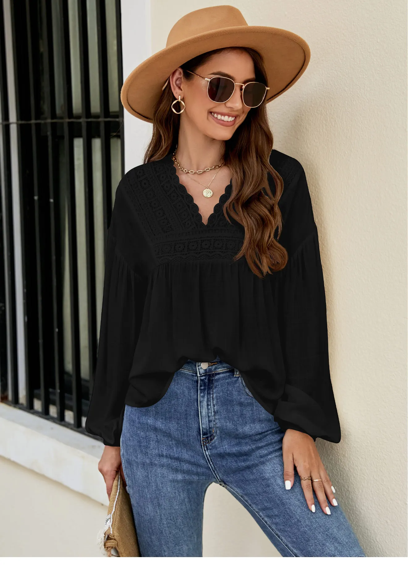 TEELYNN Casual Long Sleeve Lace Blouses Shirt for Women Tops Vintage Cotton Rayon Loose Boho Beach Blouse Spring Summer 2023