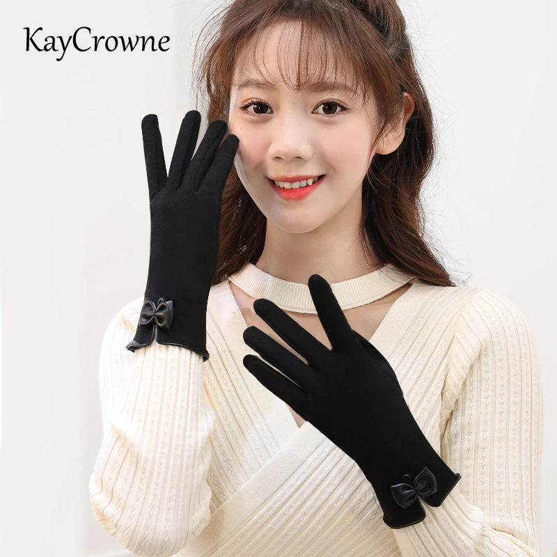 

KayCrowne Fashion Grace Lady Glove Women Winter Elegant Touch Screen Driving Thick Keep Warm Windproof Black Female Glove G212