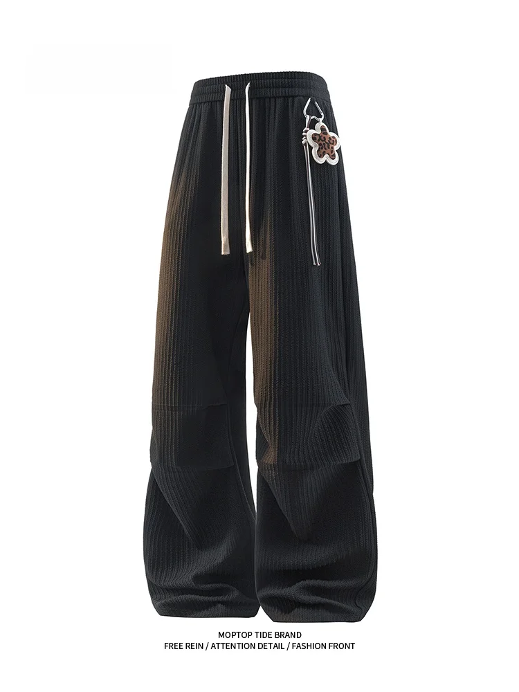 

Мужские спортивные брюки MMOPTOP American Textured Loose: весенние повседневные прямые брюки из дышащего полиэстера для комфорта