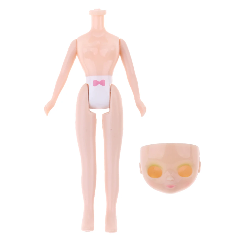 Nude Doll Boby Head Plastic Articulated Mini Blythe Doll Face Shell DIY Accessories Kit for Petite Blythe Doll Customization