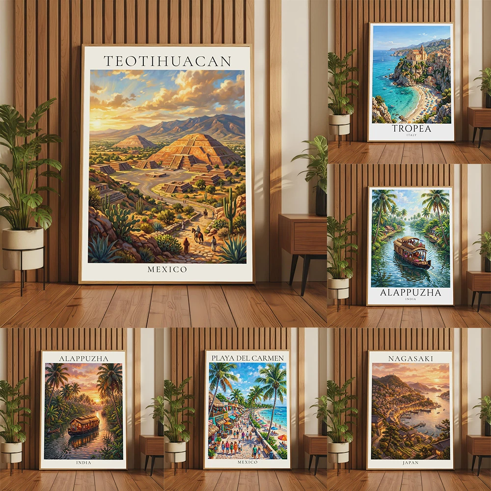Thousand Islands Canada Travel Poster Ontario Lake Cottage Wall Art Print Alacati Turkey Travel Poster Aegean Windmills Harbour