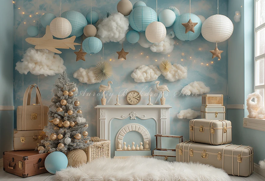 Airplane Backdrop With Wooden Models Kids Baby Cake Smash Photocall Decors Child Adult Boys Photo Studio Backgrounds