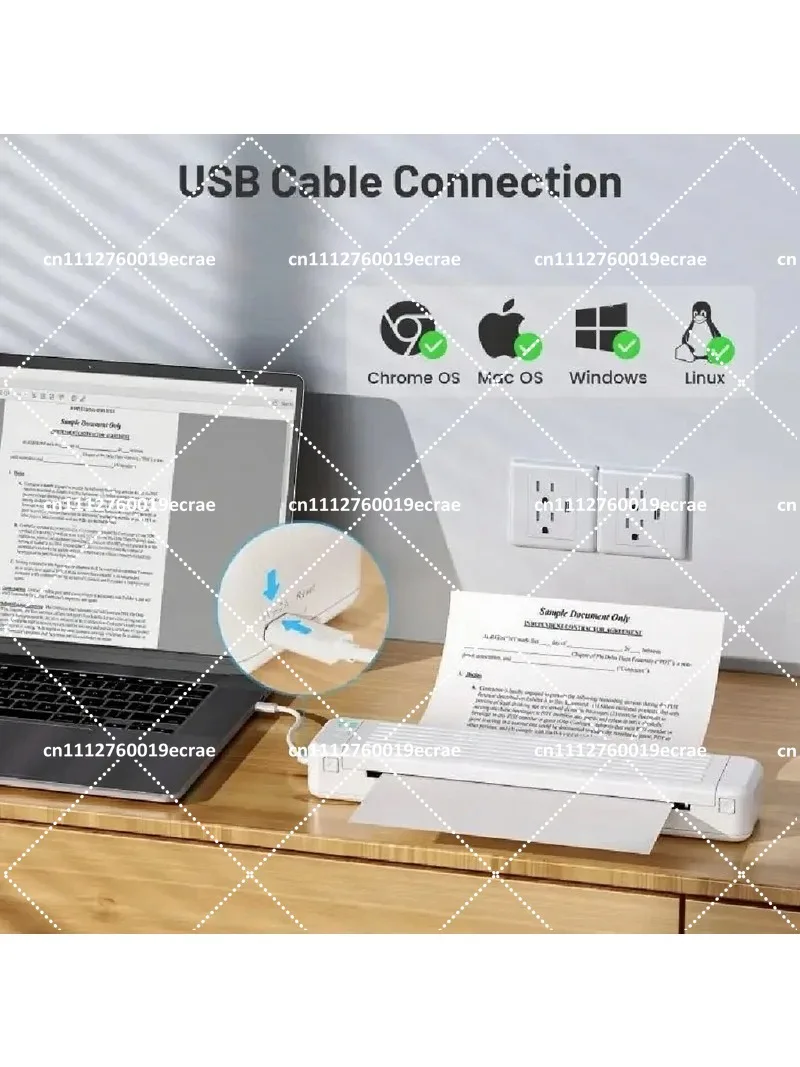 Portable A4 Wireless Printer for Travel Letter Size 8.5x11in Folding Paper Office Home E-commerce