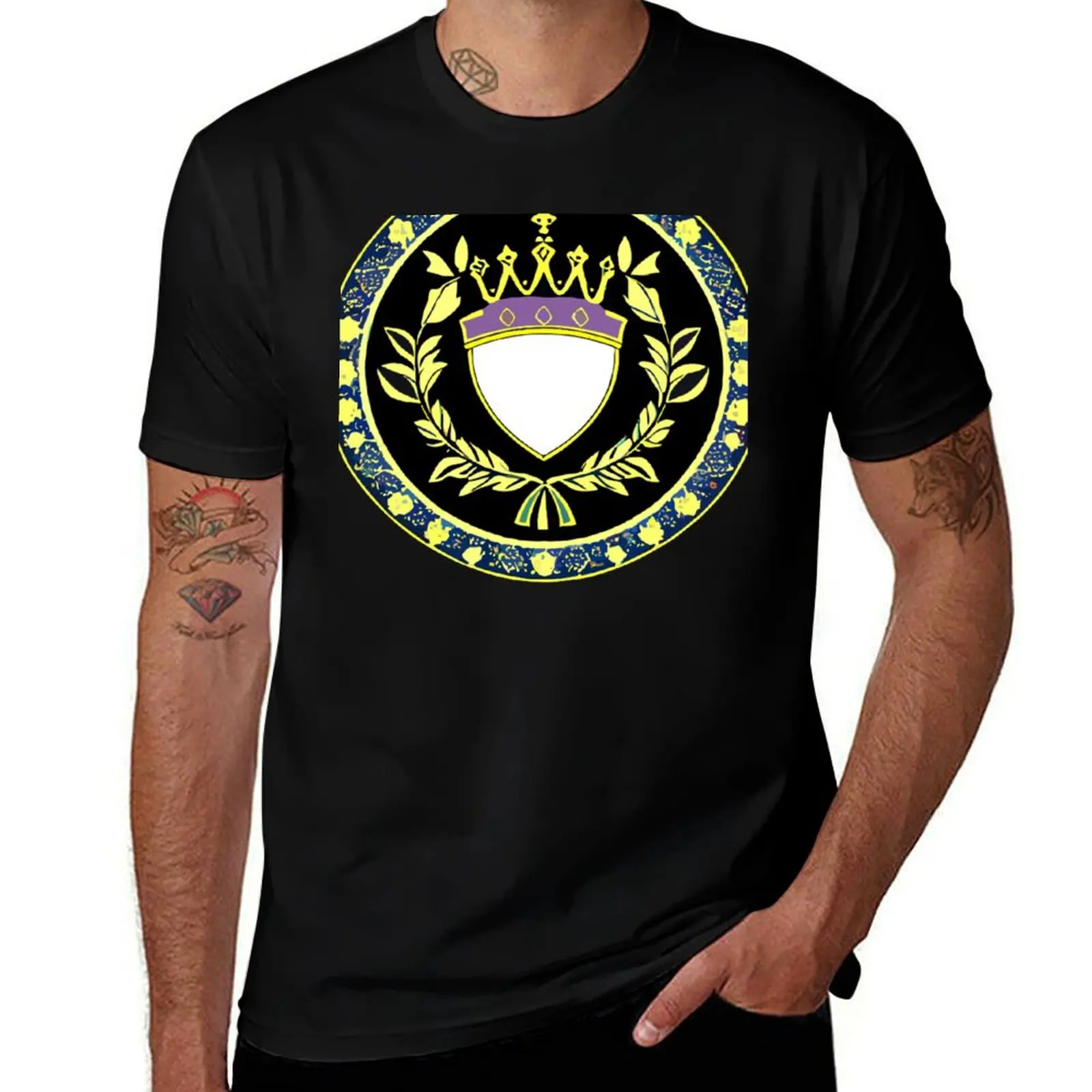 Crown and Laurel: A Heraldic Vision T-Shirt Plus Size Summer Casual T-Shirt
