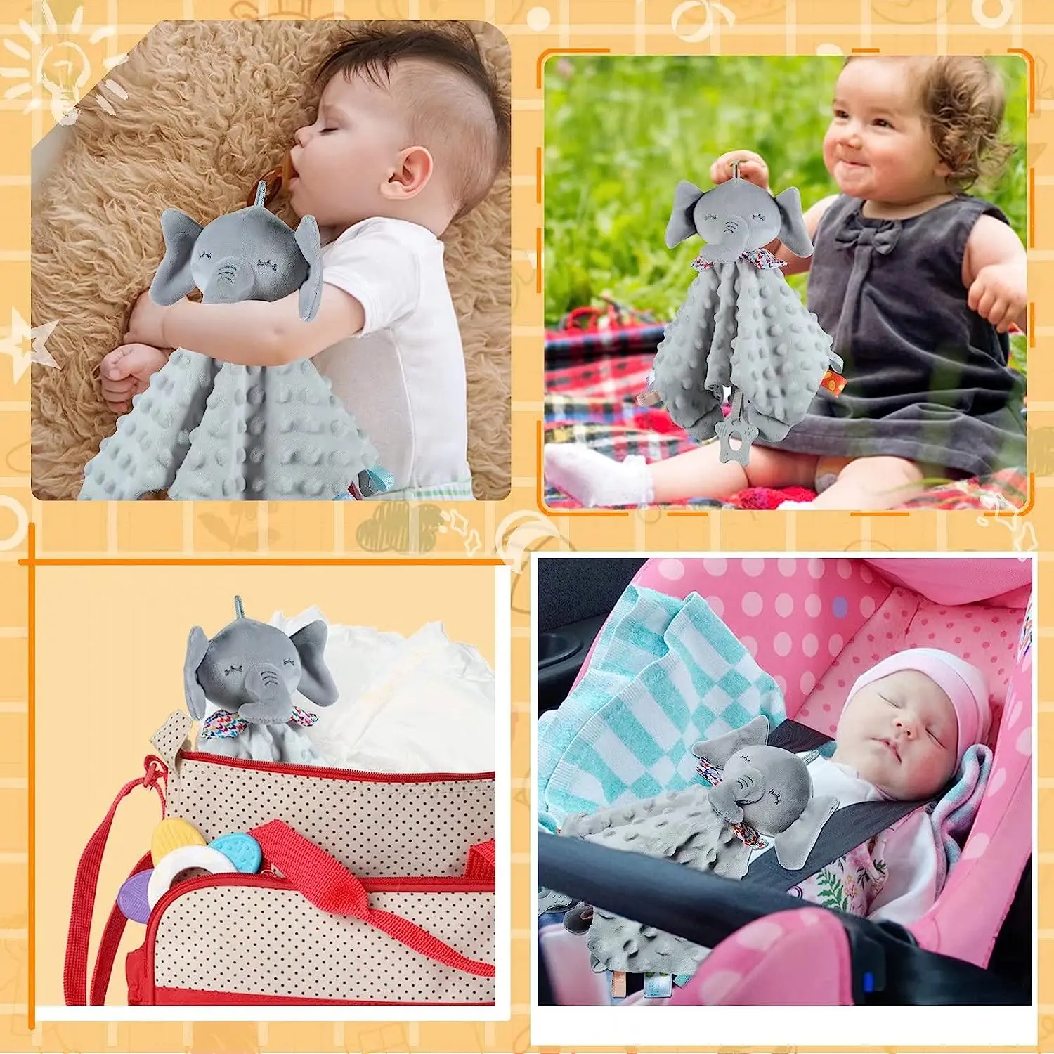 Babyveiligheidsdeken met Tags - Rustgevende Pluche Veiligheidsdeken met