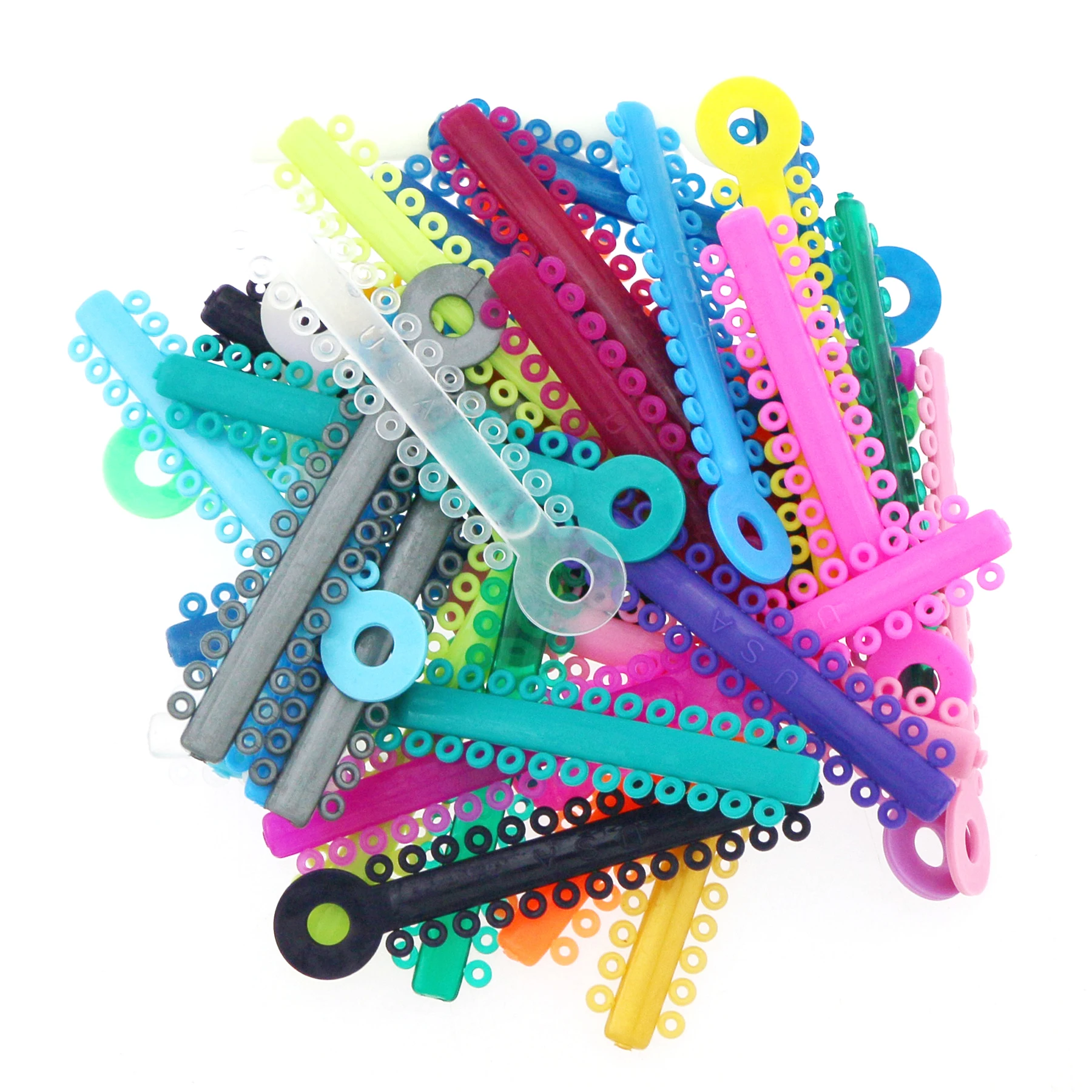 1040Pcs/Bag Dental Orthodontic Ligature Ties Elastic Rubber Bands Black Silver Grey Clear Transparent Color Multicolour Colorful