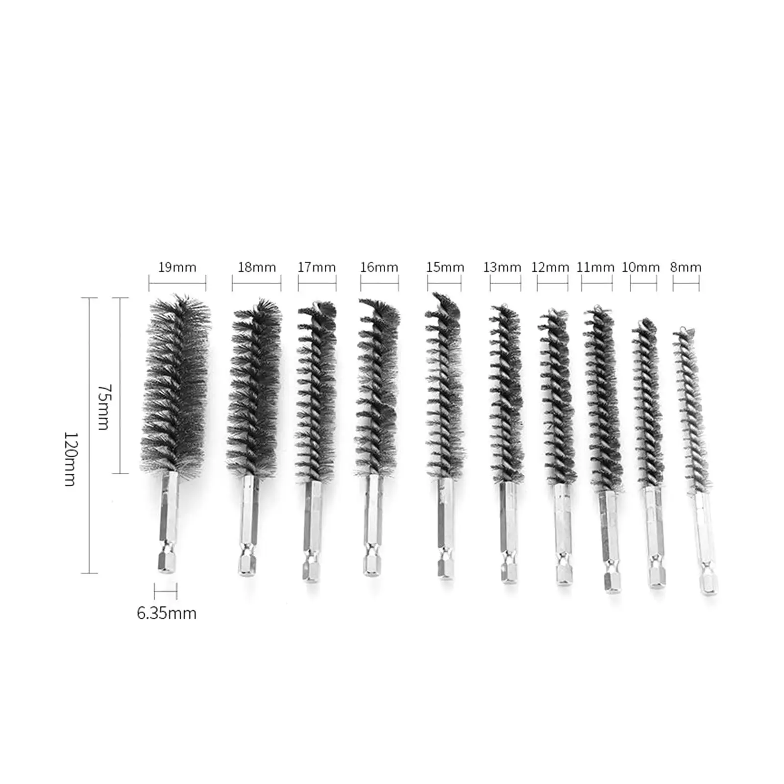 Pipe cleaning brush set pipe brushes silver stainless steel straw cleaner drill