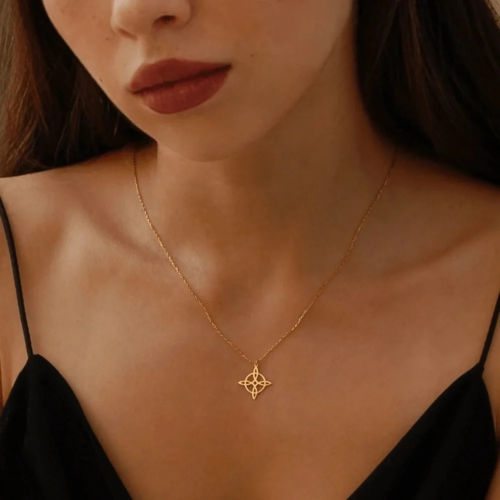 

Gold Celtic Knot Necklace, Irish Cultural Symbol Jewelry, Minimalist Geometric Design, Perfect for Women's Daily Outfits