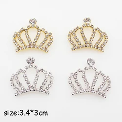 Metal 10pcs Rhinestone Flat Bottom Crown Decoration Accessories DIY Clothing Hairpin Romantic Wedding Handmade