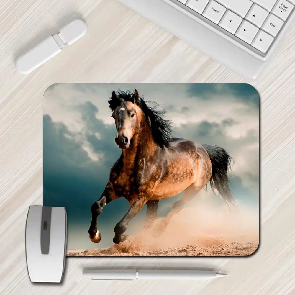 Galloping Horse Mini Mouse Pad Laptop Mat Custom Pc Gaming Set Gamer Setup Ergonomic Keyboard Rug Small Cute Office Accessories
