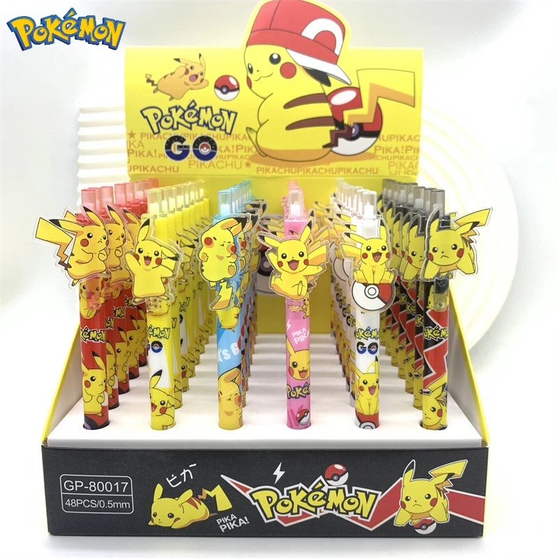 Pokemon Pikachu Push-on Patch Gel Pen Animation Learning Stationery Black Office Signature Pen Children's Toys Birthday Gift