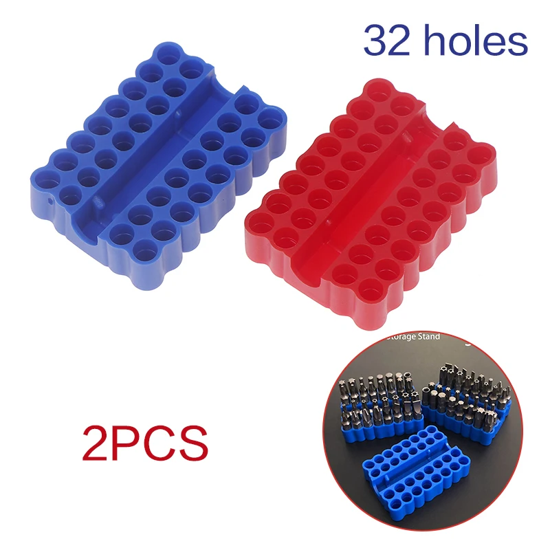 2pcs Bit Holder 32 Holes Bit Hex Shank Organiser Screwdriver Bit Holder Drill For Storage For 6.35MM Shank Storage Box