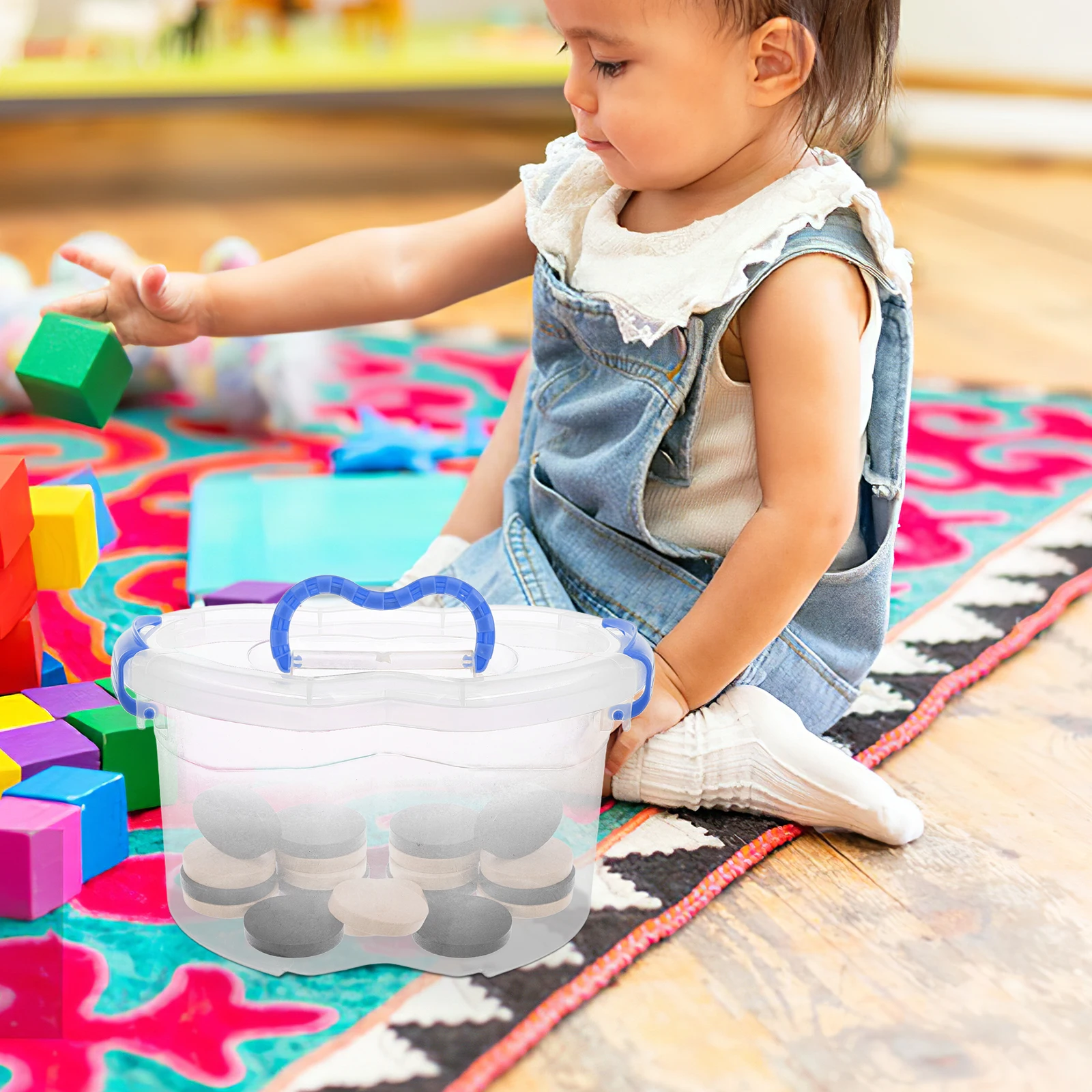 

Double Heart Toy Storage Kids Room ganizer Plastic Container Cartoon Box Transparent Tote Bin H Toy Box