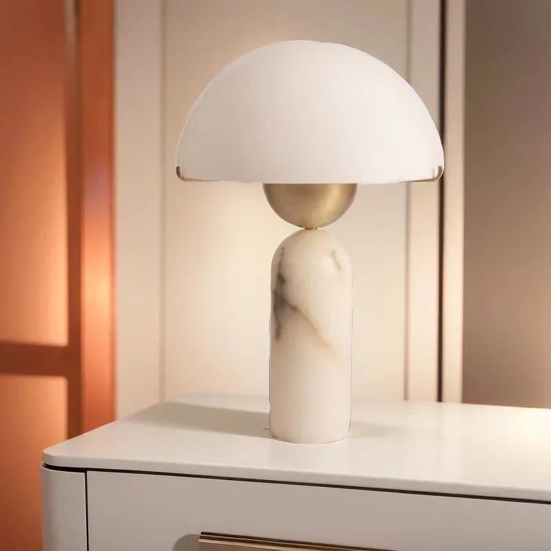 Modern Luxury Marble Table Lamp Flexible Copper Body Battery Powered Designer Model for Living Room & Bedroom Decor