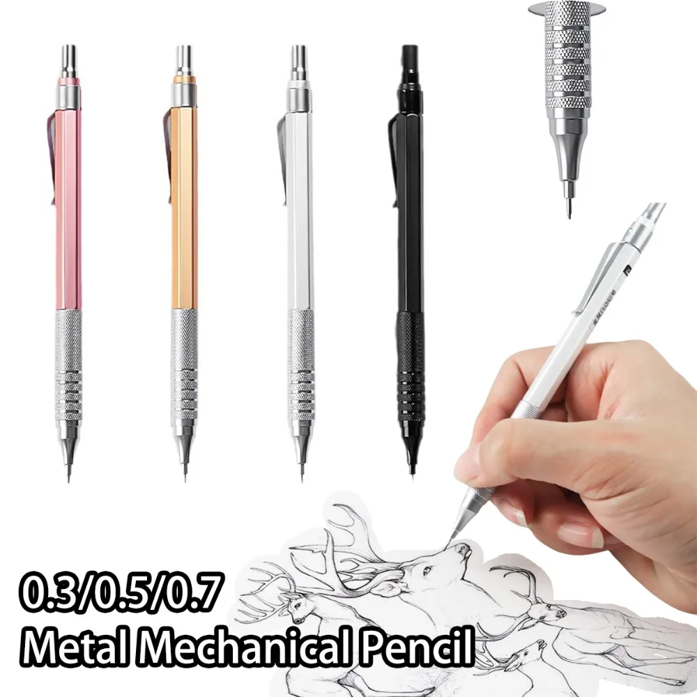 

1Pcs 0.3-0.7mm Silver Automatic Mechanical Pencil,Professional Art Drawing Writing Sketch Students Back To School Art Supplies
