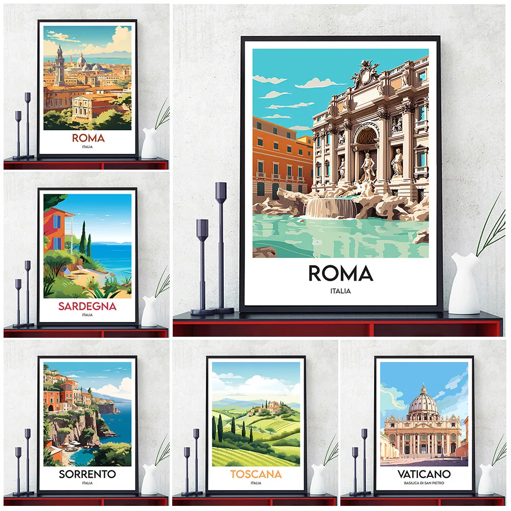 

Rome,Vatican,Florence,Emilia,City Travel Poster Art Print,Italy Travel Poster,Wall Art Deco,City Illustration Canvas Print