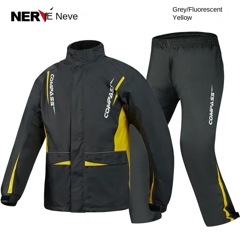 NERVE Biker Raincoat Men Waterproof Full Set Ventilation and Breathability Reflective Anti Seepage Outdoors Raincoats for Rain