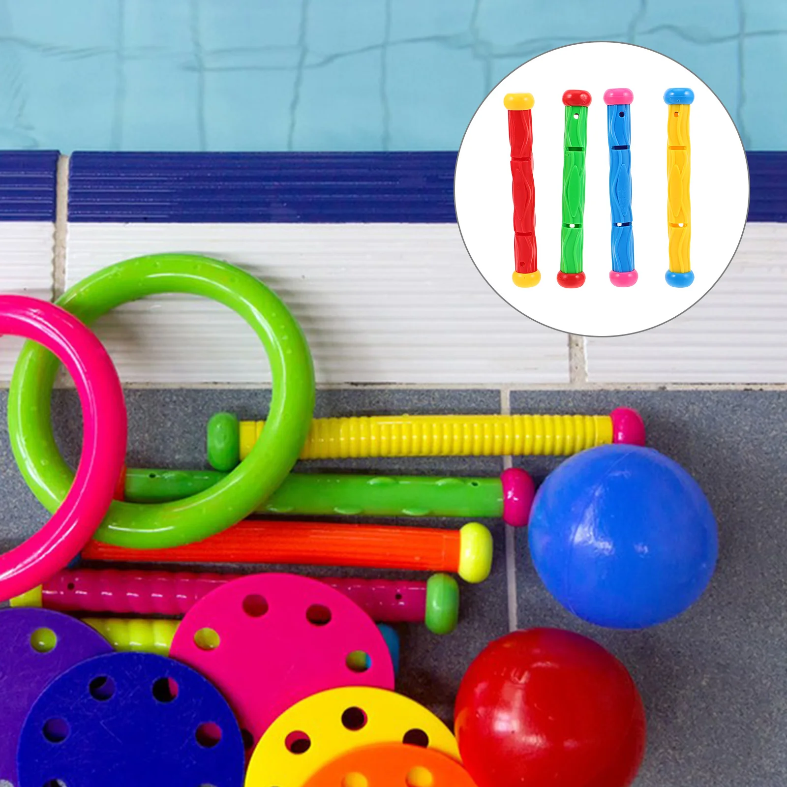 

4Pcs Kids Pool Sticks Underwater Throwing Game Swim Practice Tools Durable Plastic Design Easy Grip Visibility Summer Water