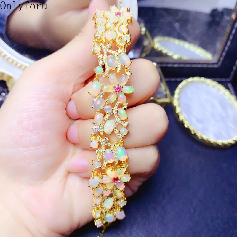 Natural Opal bracelet Classic Fashion Jewelry S925 Silver Plated 18K Gold Opal bracelet Gemstone Engagement Fall New Product