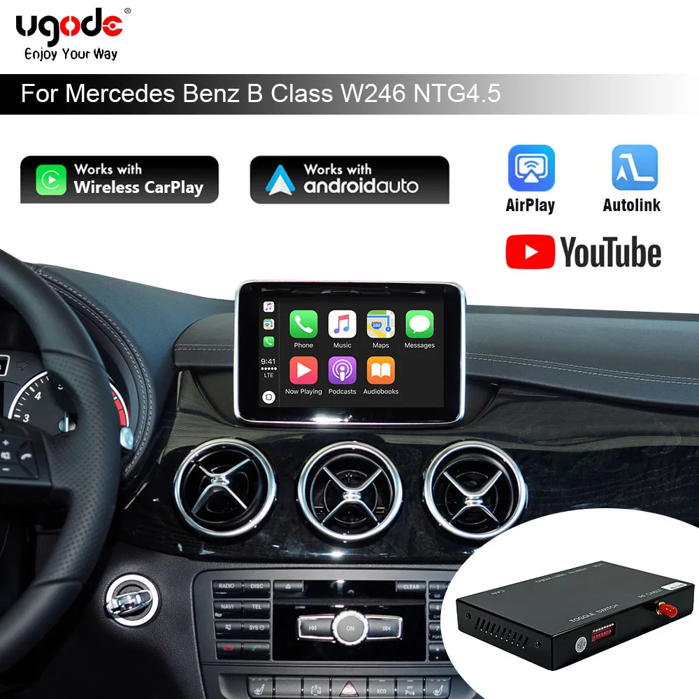 ​Ugode Wireless CarPlay Android Auto Decoder Box MirrorLink AirPlay for Mercedes Benz B Class W246 NTG4.5/5.0 2011-2019​ OEM