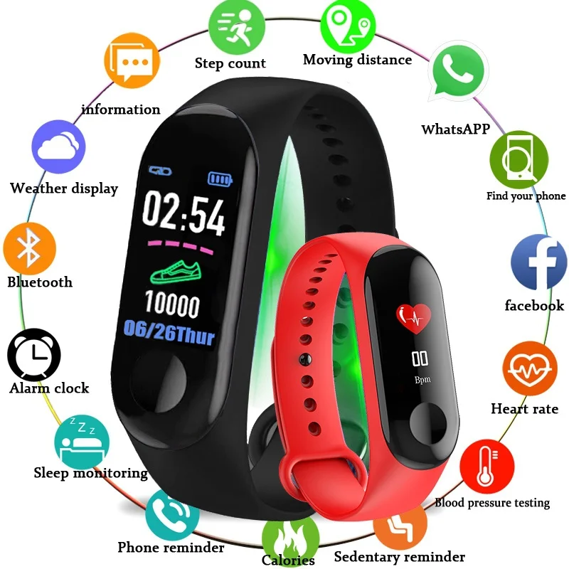 Rastreador de fitness à prova d'água, rastreador de atividades ao ar livre com contador de frequência cardíaca, relógio bluetooth, pedômetro, contador de calorias