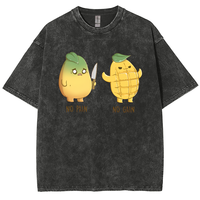 Cute Funny Mango With Corn Print Women's T-Shirt For Summer Loose Wash Unisex Short Sleeve Casual Simple Top 2024