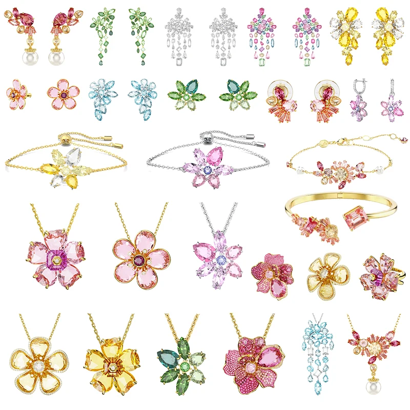 New Sw hot-selling flower series set Fashion party luxury crystal flower series jewelry Suitable for party gifts Free shipping