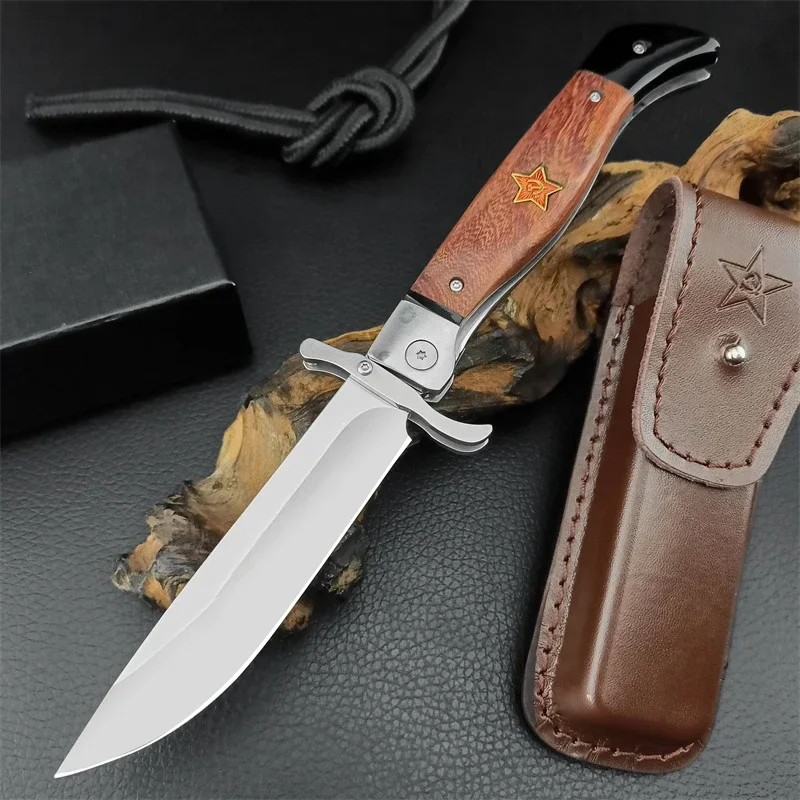 

Russian Finka NKVD KGB Outdoor Folding EDC Knife 440C Blade Sour Branch Handle Pocket Tactical Combat Military Camping Knives