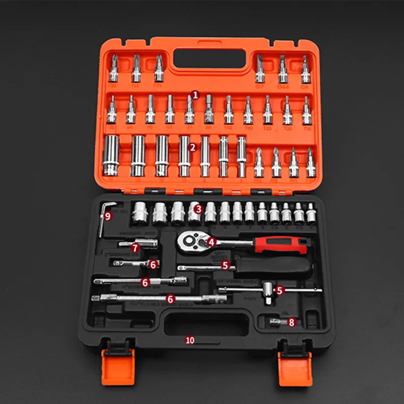 53pcs Hand Tool Sets Car Repair Tool Kit Set Mechanical Tools Box for Home Socket Wrench Set Ratchet Screwdriver Kit