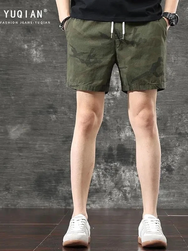 

Американские рабочие камуфляжные шорты в стиле хип-хоп, мужские повседневные брюки-капри, удобные прямые брюки длиной до колена, модные