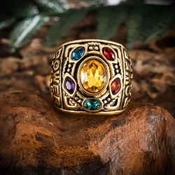 Supervillain Infinity Glove Gauntlet 6 Stones Rings for Men Women Fans Prop Gift Fashion Jewelry