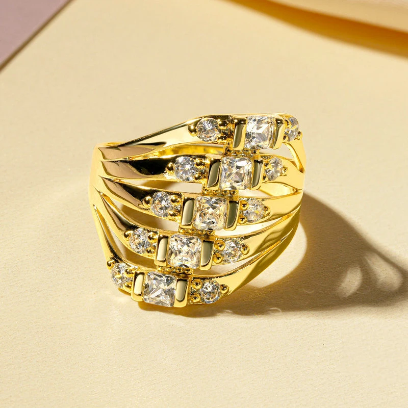 Men's Vintage CZ Simulated Diamond Multiple Rows Ring