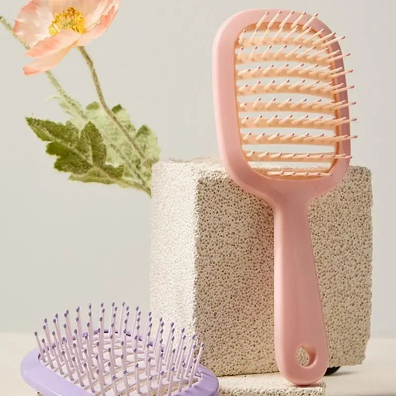 Portable Hollow Out Hairbrush for Women and Girls Fashion Styling Comb Hairdress Tool for Home or Travel