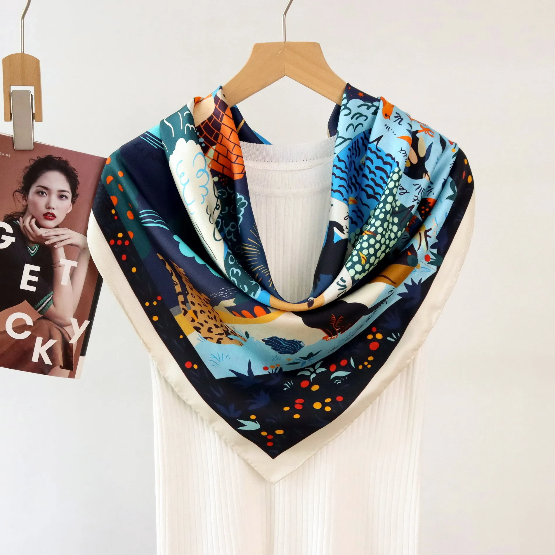 

14MM Silk Scarf 90CM Women Square Bandanas Shawls Bag Belt Decoration Head Hair Accessories Valentine's Day Gift
