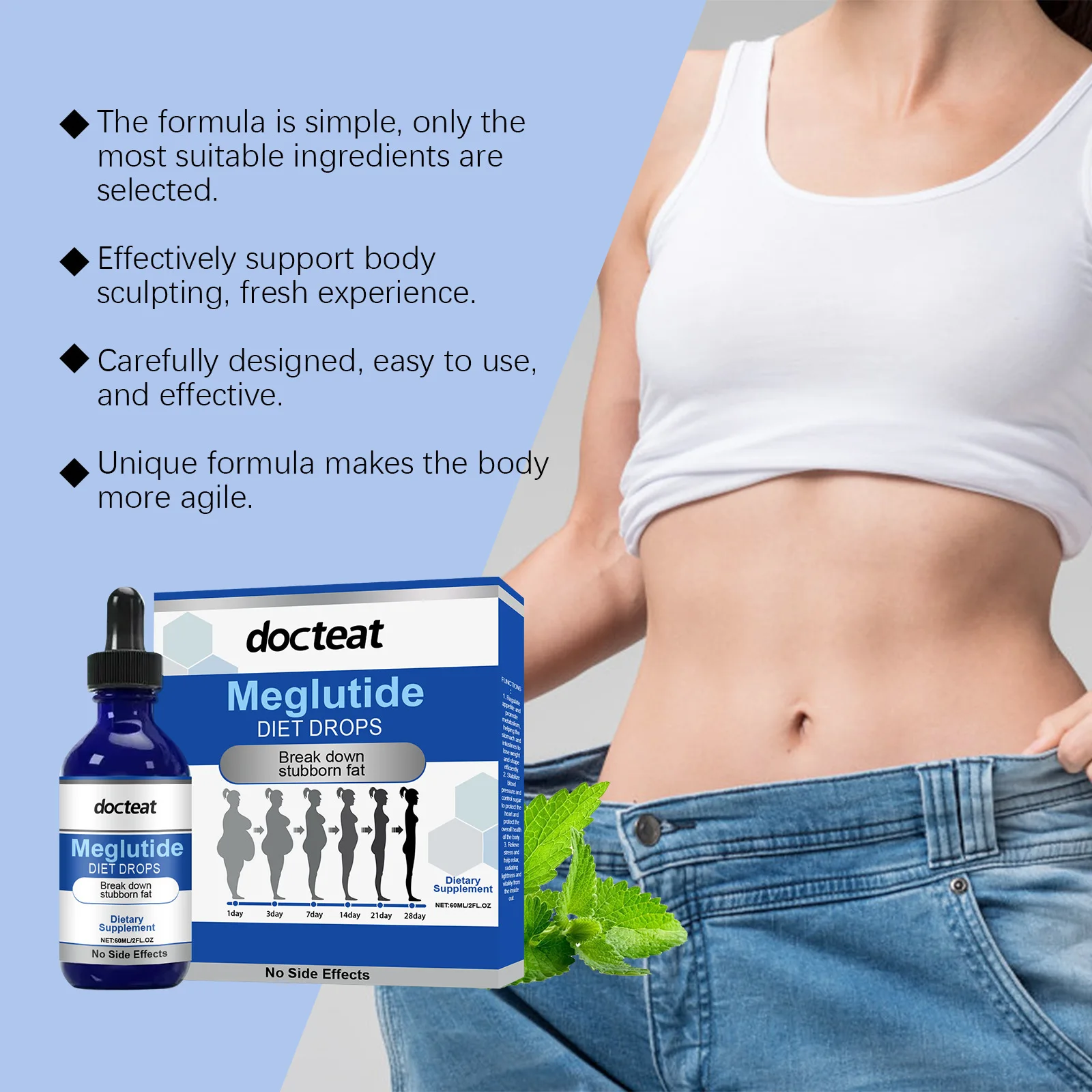 DOCTEAT Slimming Drops Fast Burning Fat Effective in Seven Days Lose Weight Keep Healthy Appetite Suppressant Weight Loss Drops