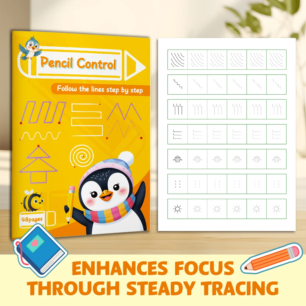 Pen Control Exercise Book, Children Pre-Writing Tracing Workbook, Early Learning Activity Book for Kindergarten