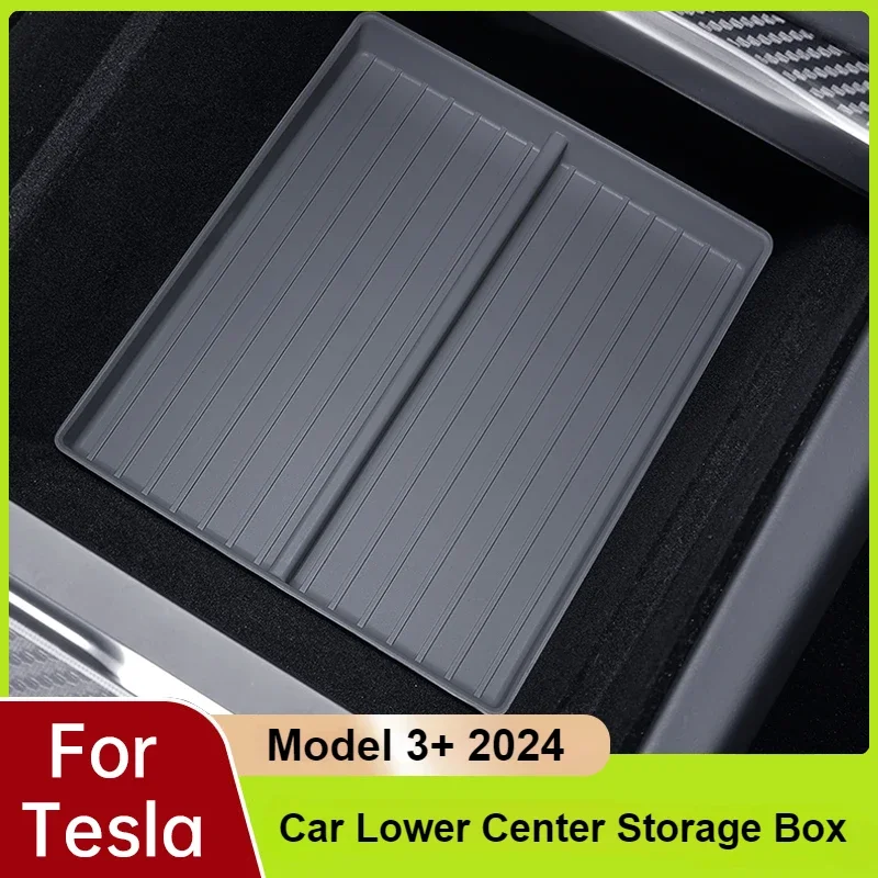 

For Tesla New Model 3+ Highland 2024 Car Lower Center Storage Box Model 3+ Armrest Lower Non-Slip Pad Storage Accessories