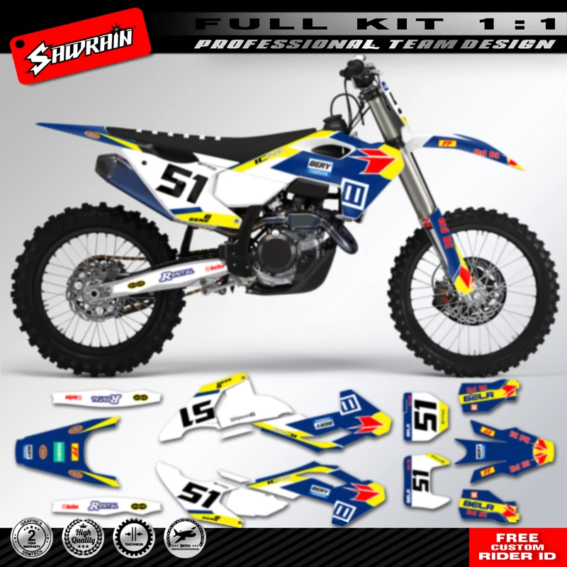 

Защитная наклейка для мотоцикла Sawrain, комплект наклеек с графикой команды для Husqvarna FC 250 450 2023, индивидуальный дизайн
